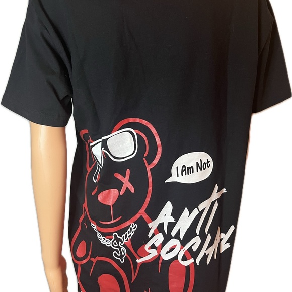 Women/Boyfriends ONE BRAND BLACK T SHIRT Im not an anti Social DESING IN ITALY - Picture 3 of 4